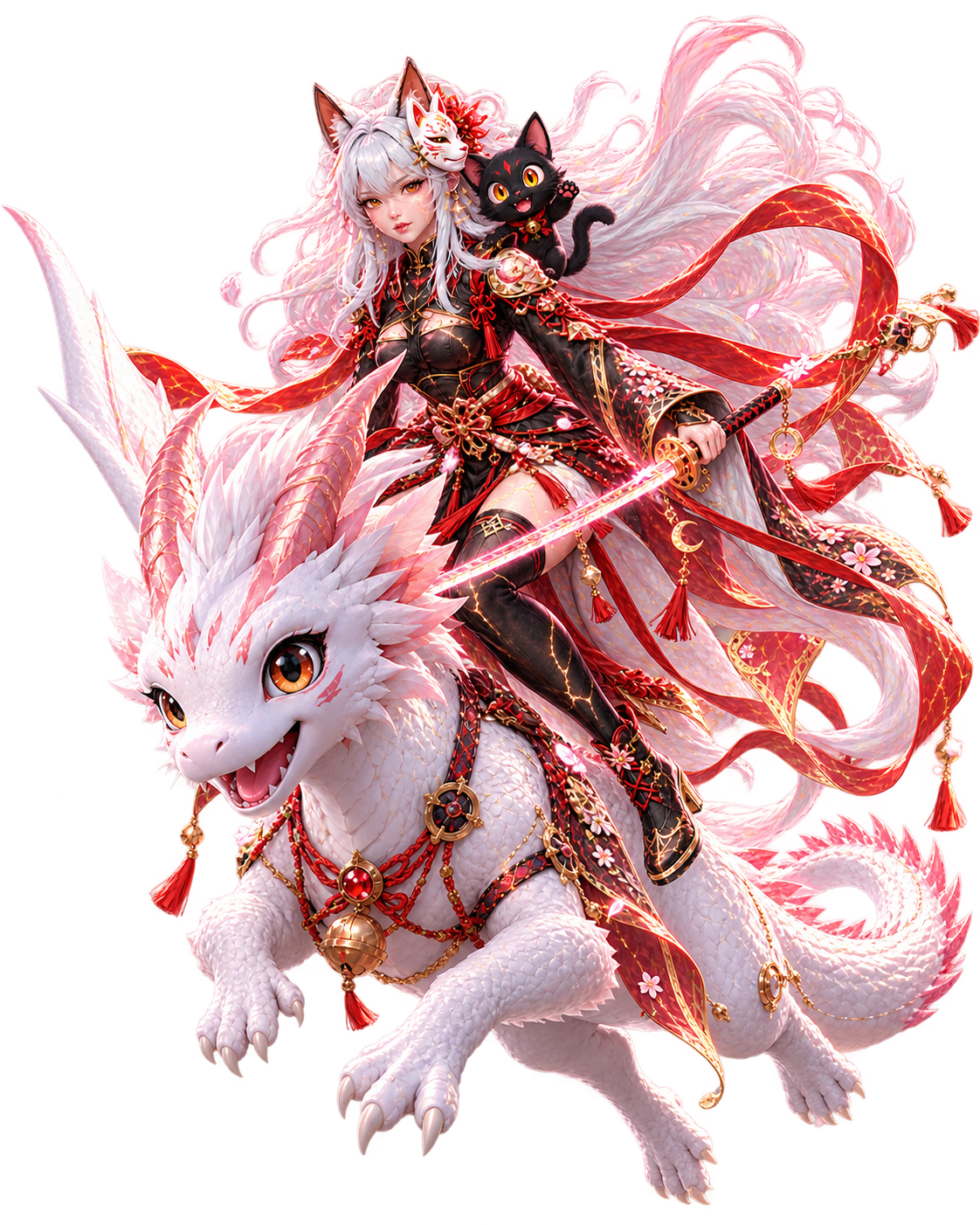 Akari with Haku and Mochi