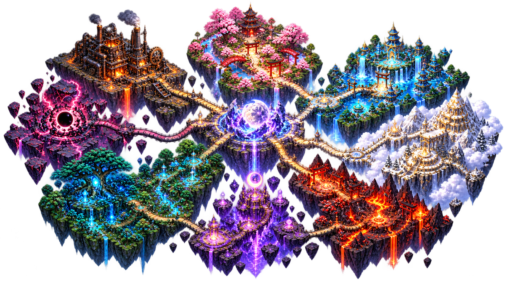 Mapa isométrico dos Nove Reinos de Tsukihara